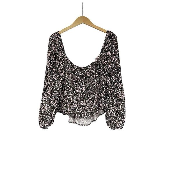 J. Crew Puff-Sleeve Drapey Crepe Top in Fall Garden Floral Black Pink Womens XL - Picture 4 of 10